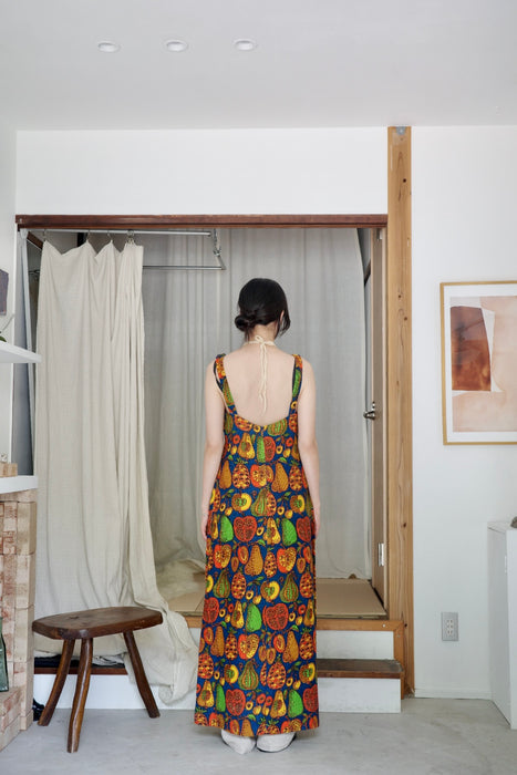 fruit-patterned jute dress