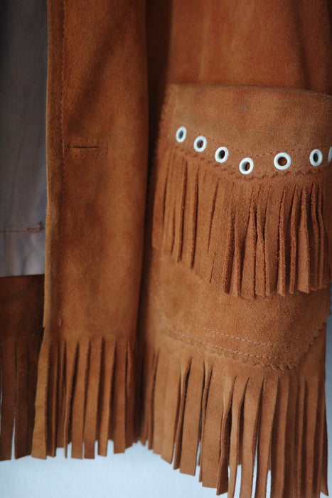 70s fringe suede shirt jacket