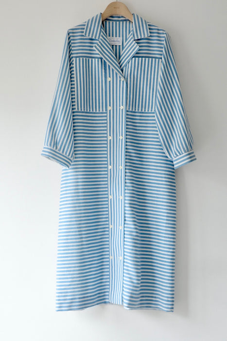 blue stripe block dresscoat