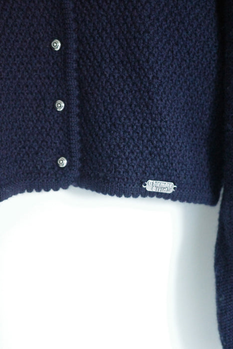 Pure wool tyrol cardigan in navy