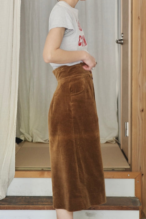 50-60s Cotton corduroy shorts in brown