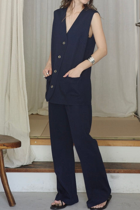 70-80s navy two-piece