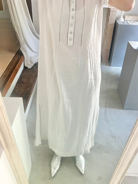 pin-tucked cotton long dress