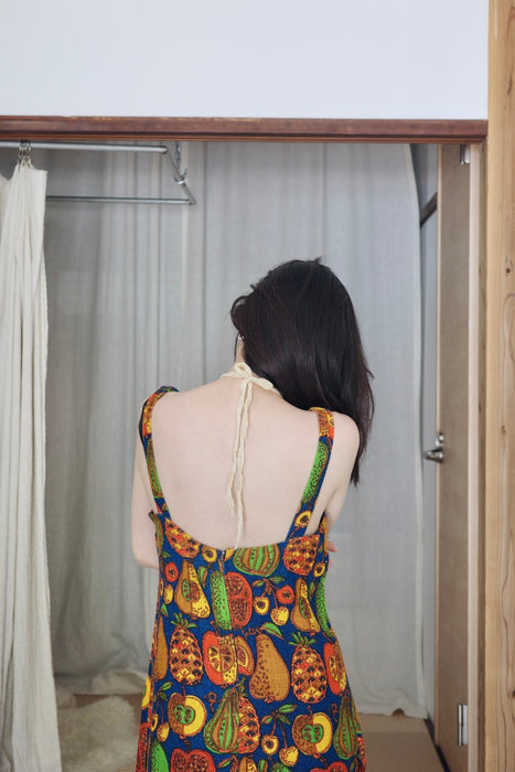 fruit-patterned jute dress