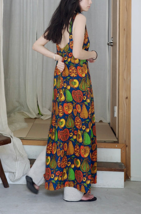 fruit-patterned jute dress