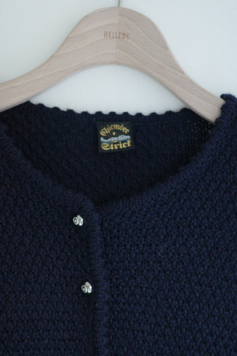 Pure wool tyrol cardigan in navy