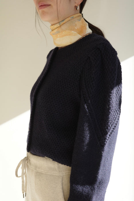 Pure wool tyrol cardigan in navy