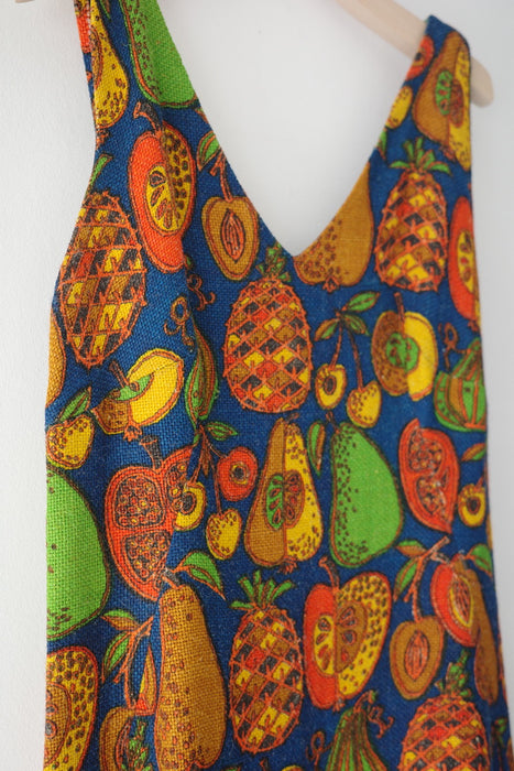 fruit-patterned jute dress