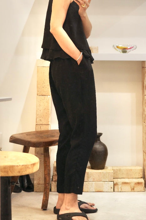 black tiered ruffle jumpsuit