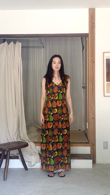 fruit-patterned jute dress