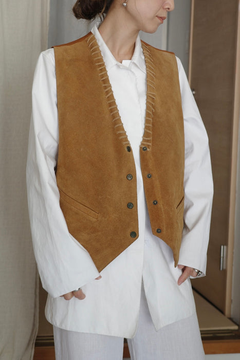 70s tailored suede vest