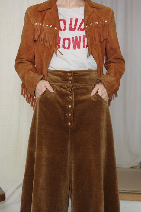50-60s Cotton corduroy shorts in brown