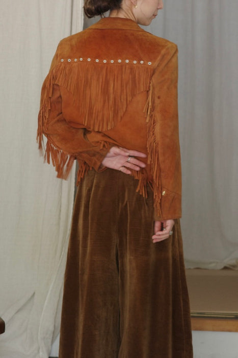 70s fringe suede shirt jacket
