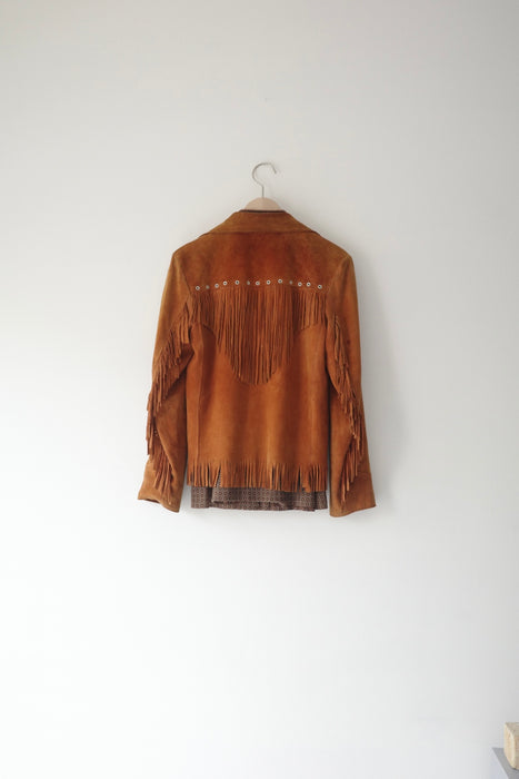 70s fringe suede shirt jacket