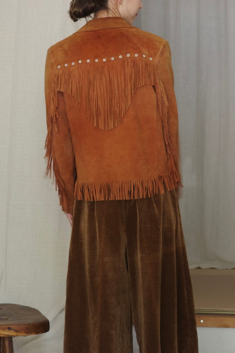 70s fringe suede shirt jacket