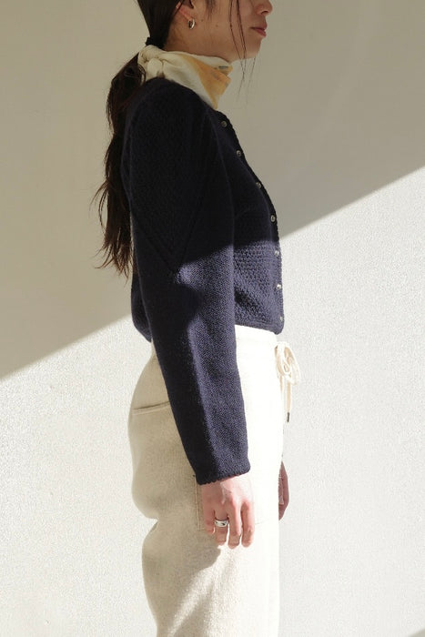 Pure wool tyrol cardigan in navy