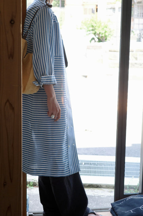 blue stripe block dresscoat