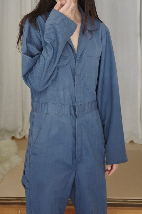 BIG MAC herringbone work jumpsuit in blue-gray