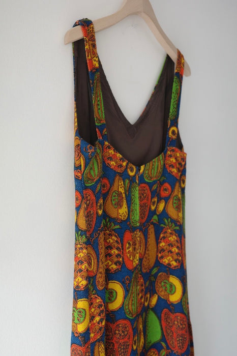 fruit-patterned jute dress