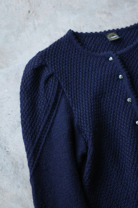 Pure wool tyrol cardigan in navy