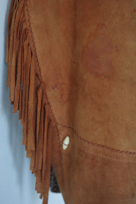 70s fringe suede shirt jacket