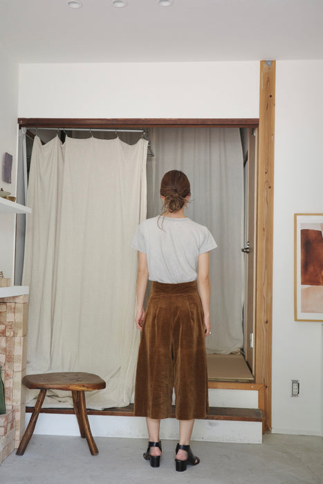 50-60s Cotton corduroy shorts in brown