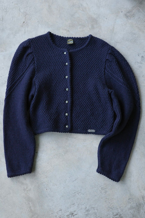 Pure wool tyrol cardigan in navy