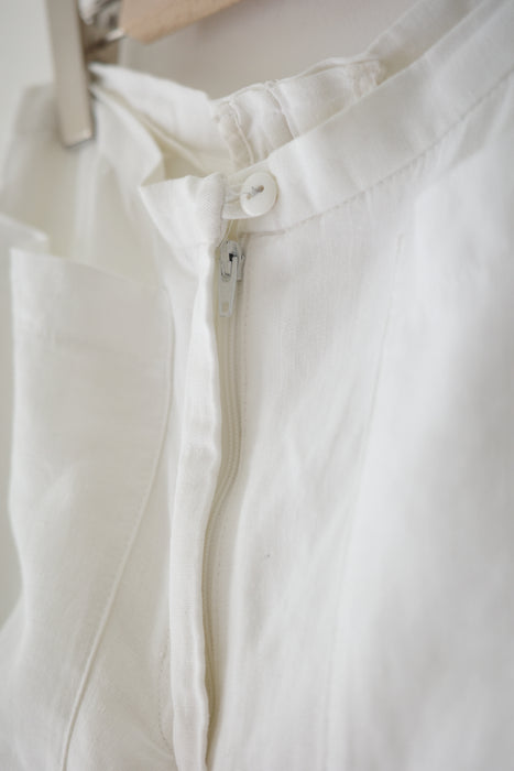 white linen wide straight pants