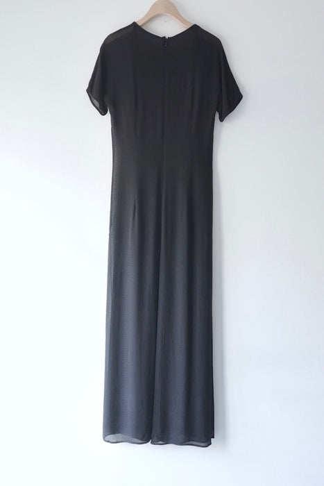 layered chiffon dress in black