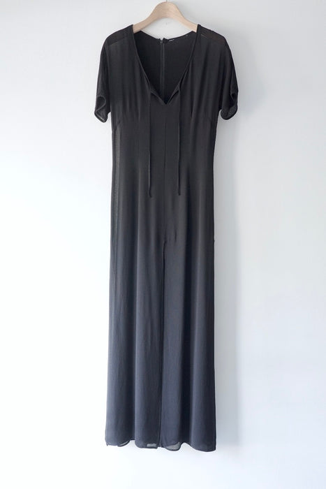 layered chiffon dress in black