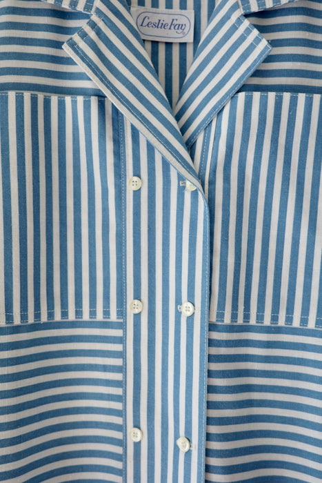 blue stripe block dresscoat