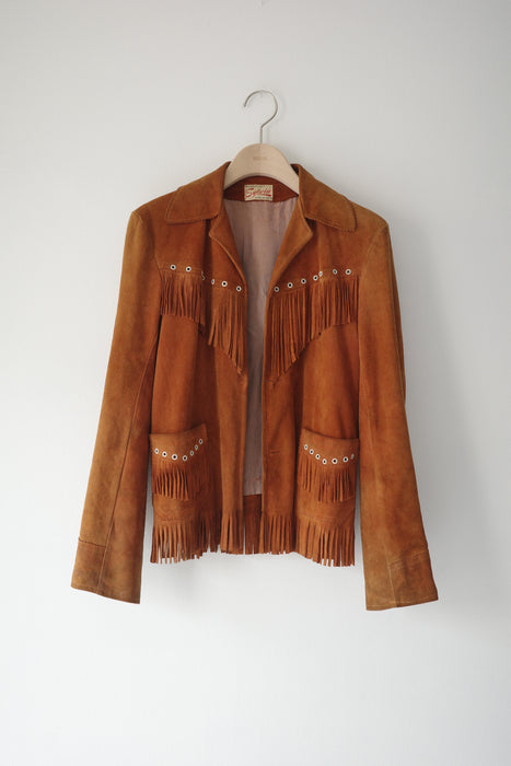70s fringe suede shirt jacket