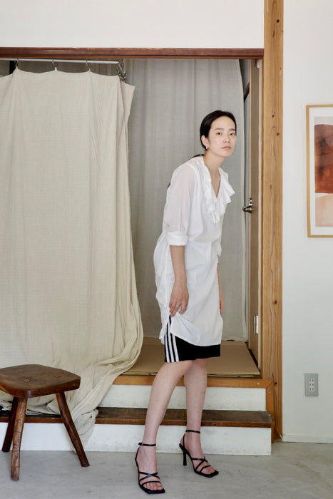 Weekend MaxMara white cotton ruffle collar tunic dress