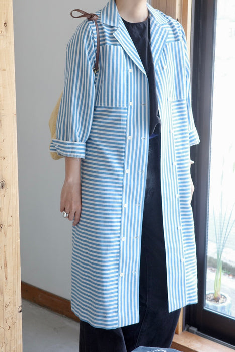 blue stripe block dresscoat