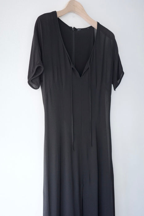 layered chiffon dress in black