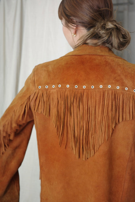 70s fringe suede shirt jacket