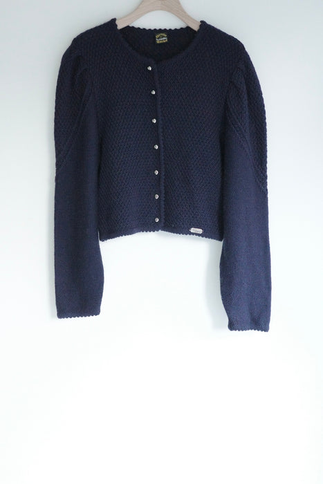 Pure wool tyrol cardigan in navy