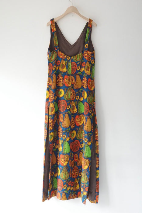 fruit-patterned jute dress