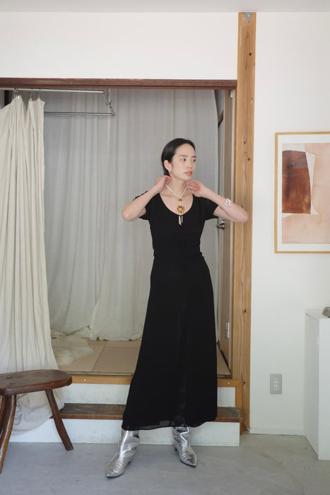 layered chiffon dress in black