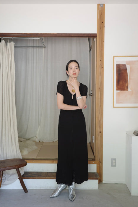 layered chiffon dress in black