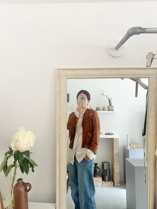 70s fringe suede shirt jacket