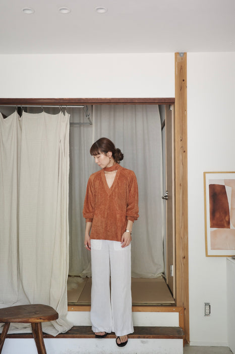 white linen wide straight pants