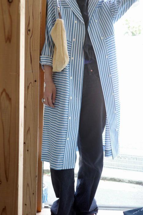 blue stripe block dresscoat