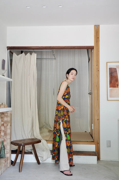 fruit-patterned jute dress