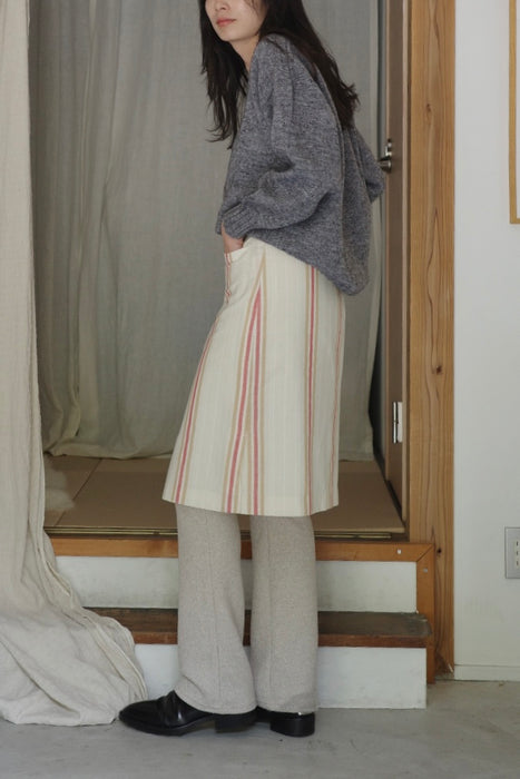 striped front button skirt