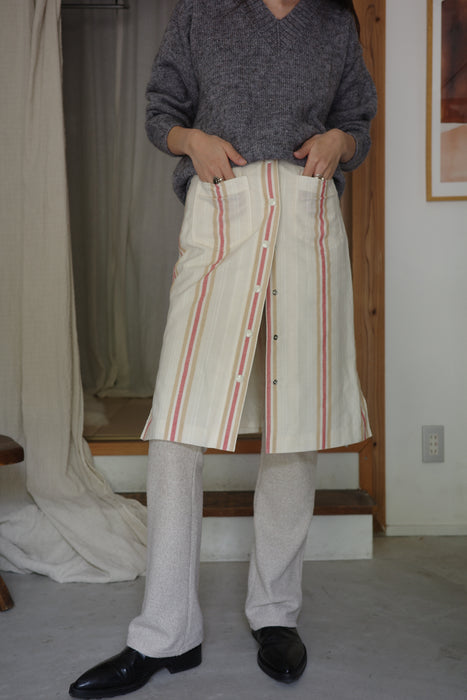 striped front button skirt
