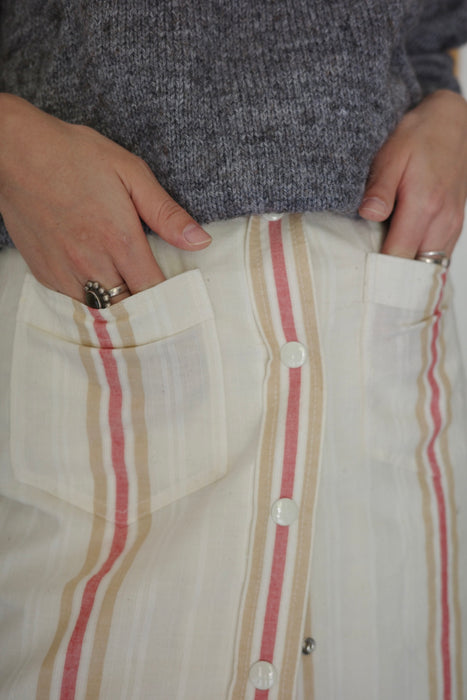 striped front button skirt