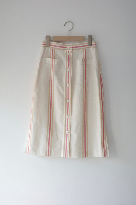 striped front button skirt