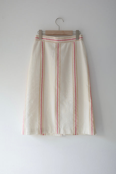 striped front button skirt